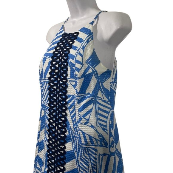 Lilly Pulitzer Annabelle Shift Dress Bay Blue Yacht Sea Print Sz 0 Nautical Prep - Picture 5 of 8